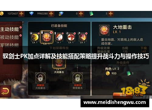 驭剑士PK加点详解及技能搭配策略提升战斗力与操作技巧